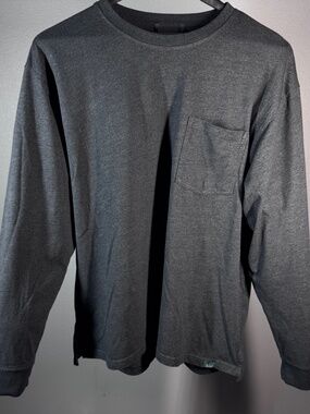 Men's XL Woolrich Heather Gray Heavyweight Long Sleeve Cotton T-Shirt